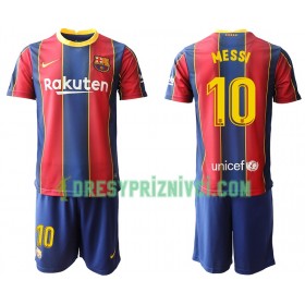 Fotbalový Komplet FC Barcelona Lionel Messi 10 Dětské Domácí 2020-2021 Krátký Rukáv (+ trenýrky)